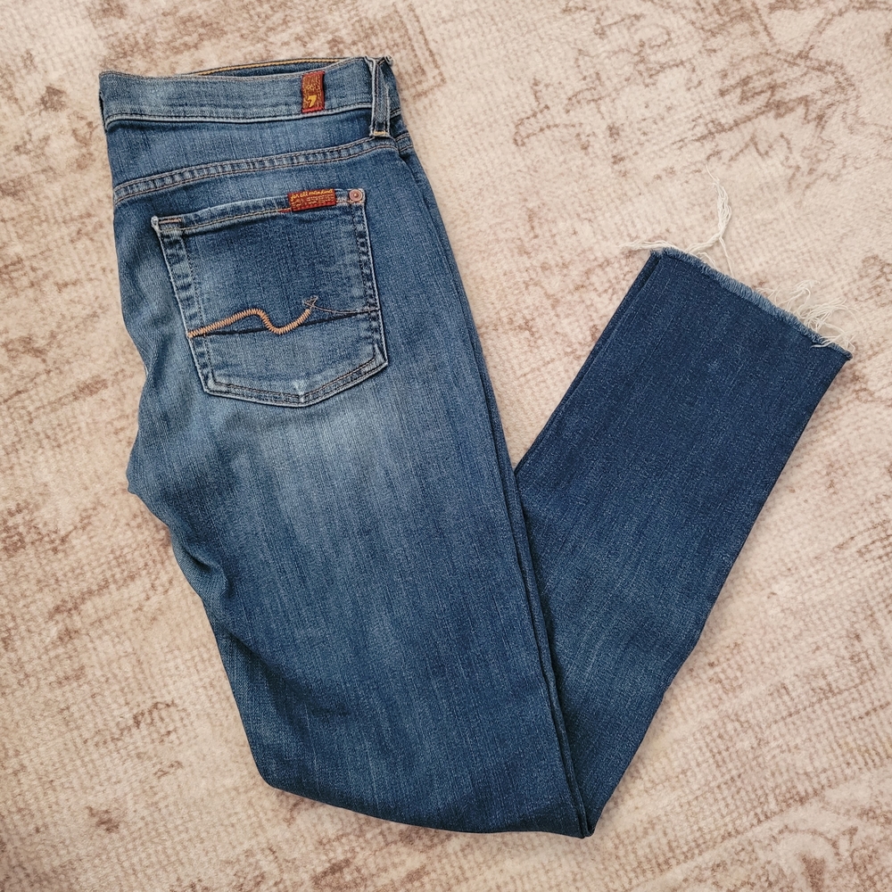 7 For All Mankind Dark Blue Ankle Jeans